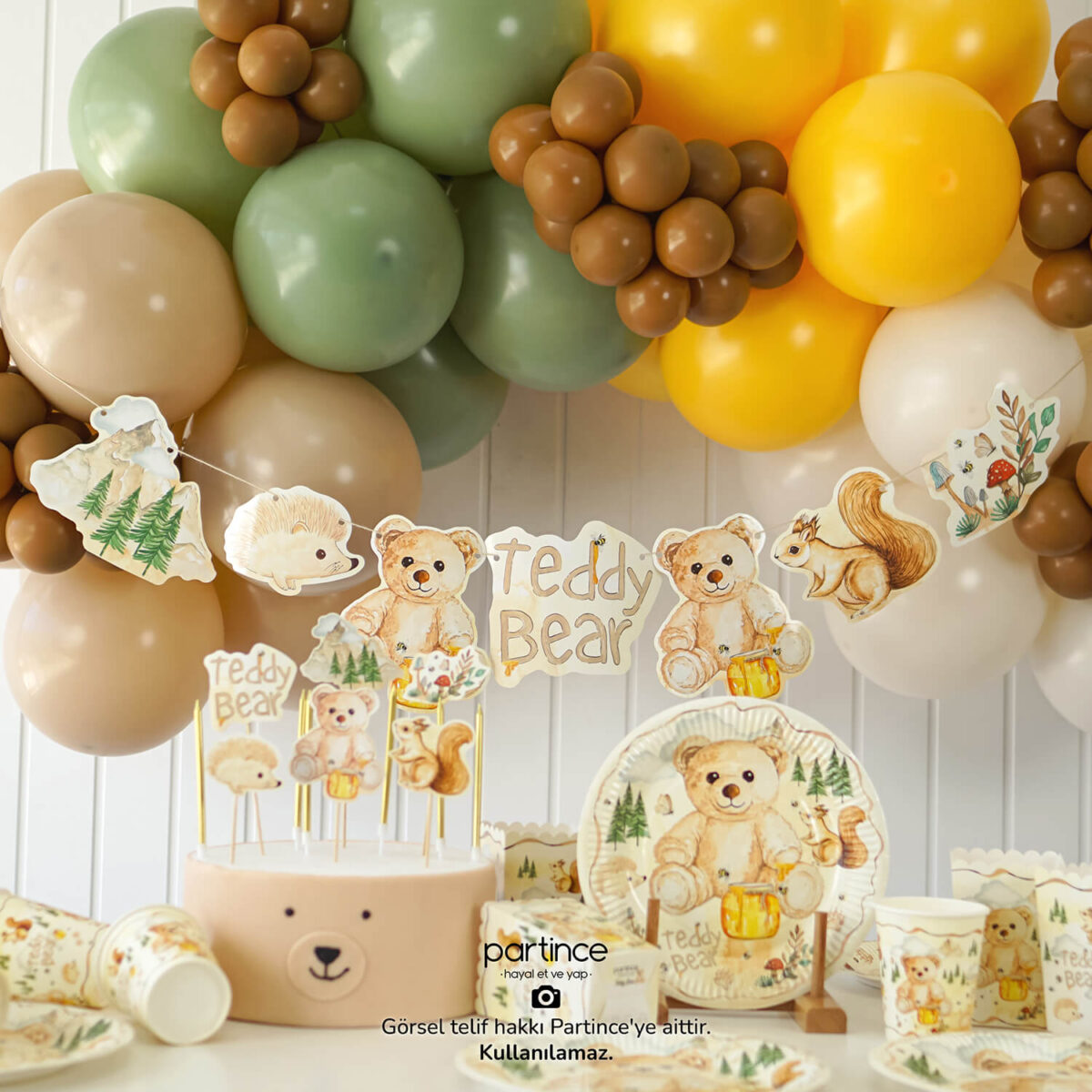 Teddy Bear Tema Tabak Bardak Set 8'li - Görsel 7