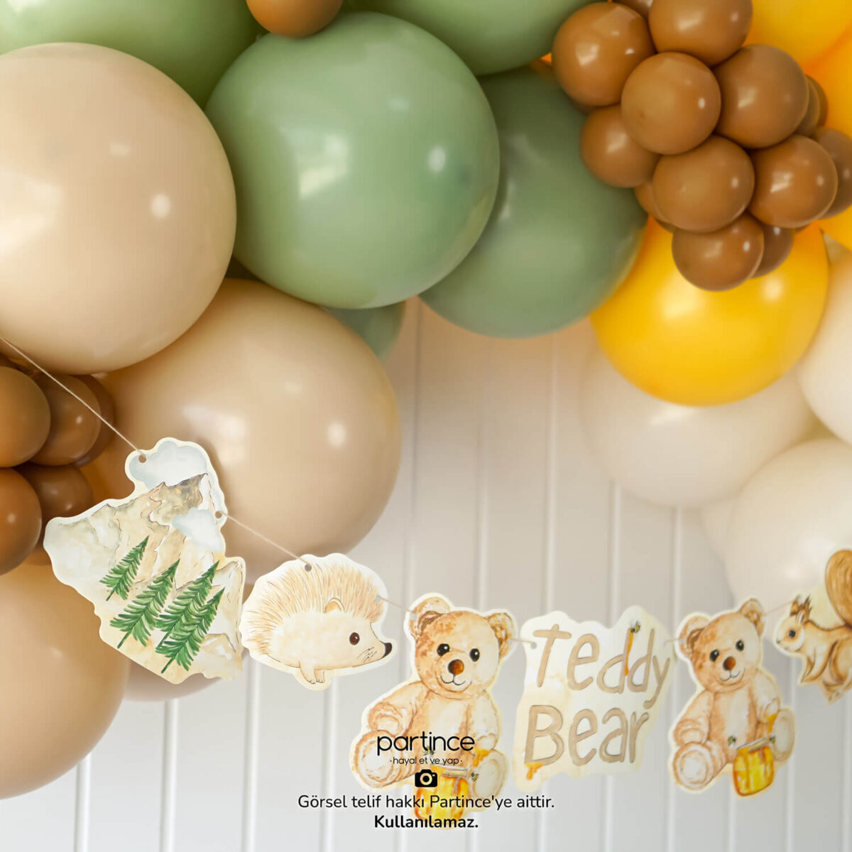 Teddy Bear Tema Standart Doğum Günü Balon Zincir Seti - Görsel 6