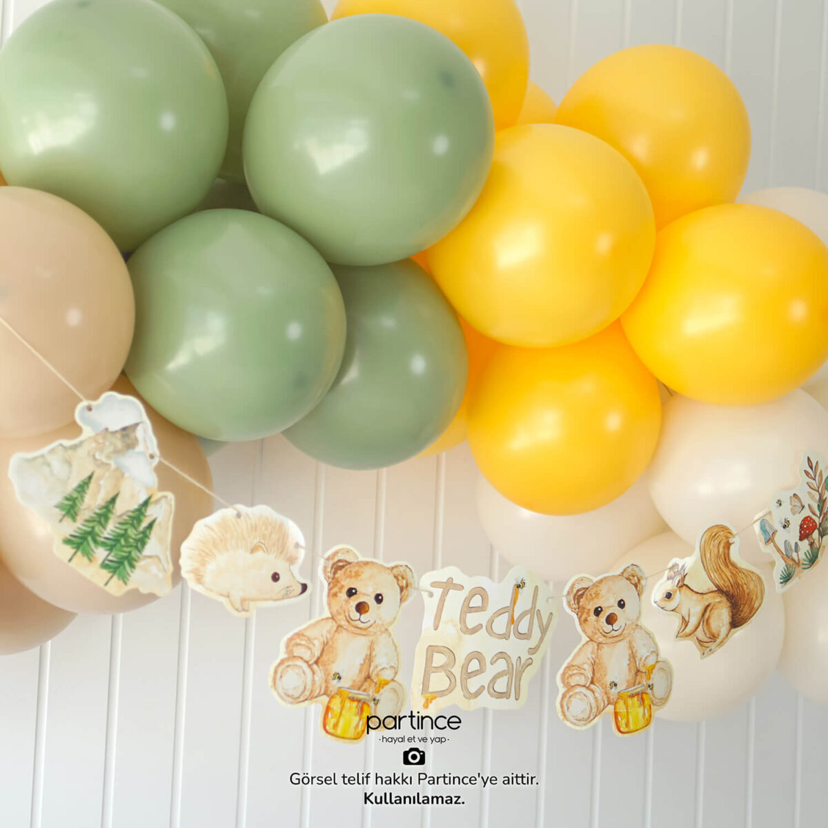 Teddy Bear Tema Mini Doğum Günü Balon Zincir Seti - Görsel 4