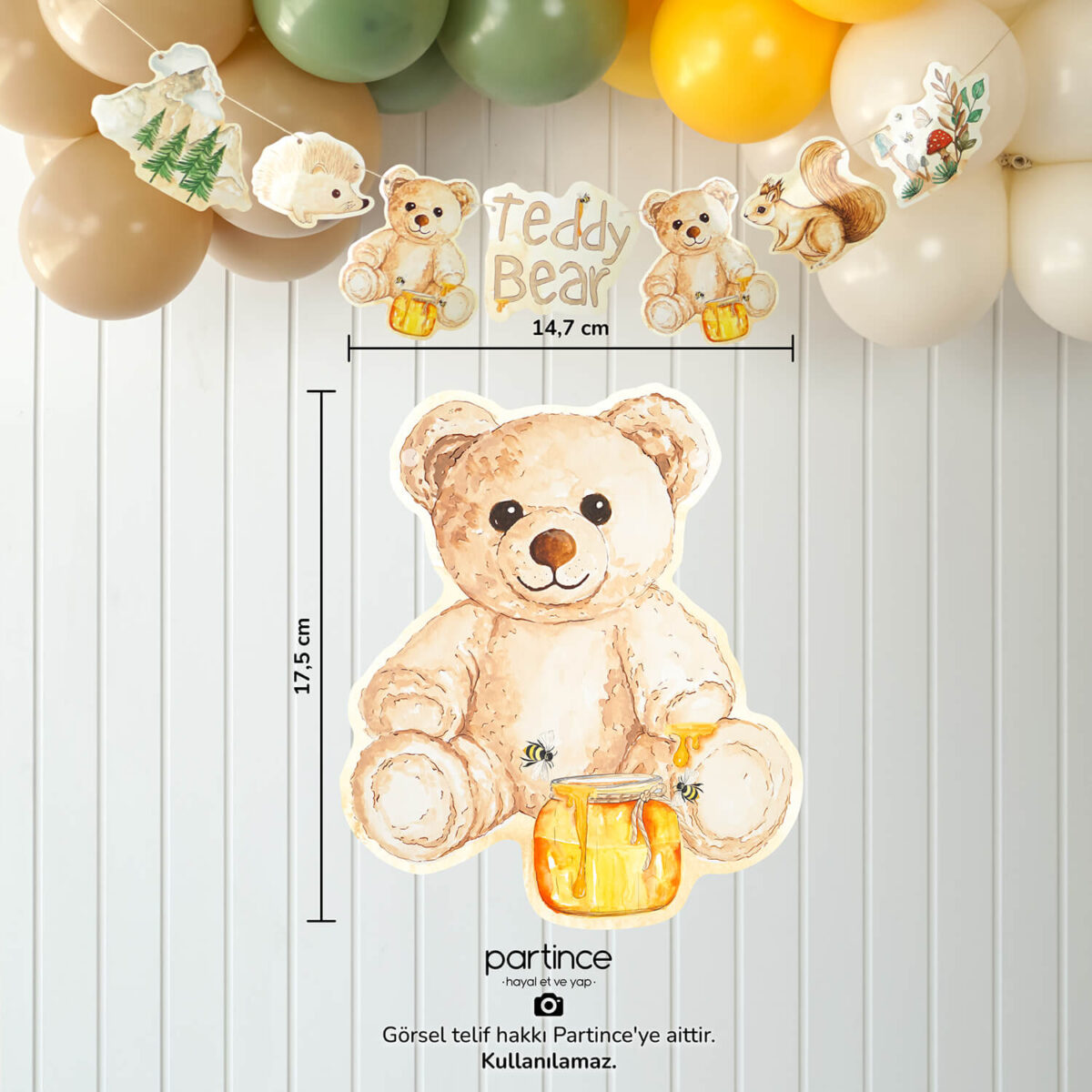 Teddy Bear Tema Banner Asma Süs 7 Parça - Görsel 3