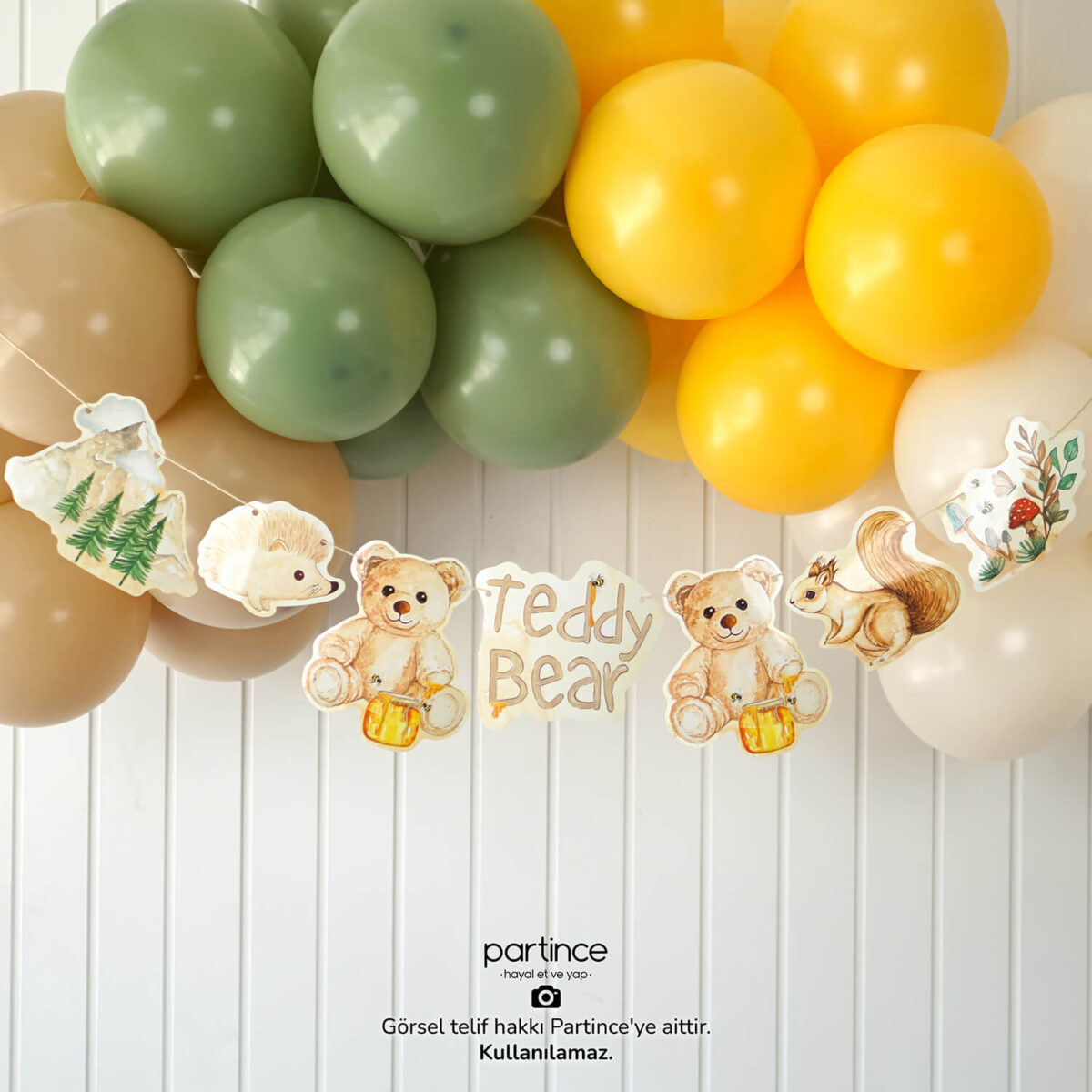 Teddy Bear Tema 3'lü Doğum Günü Parti Seti - Görsel 4