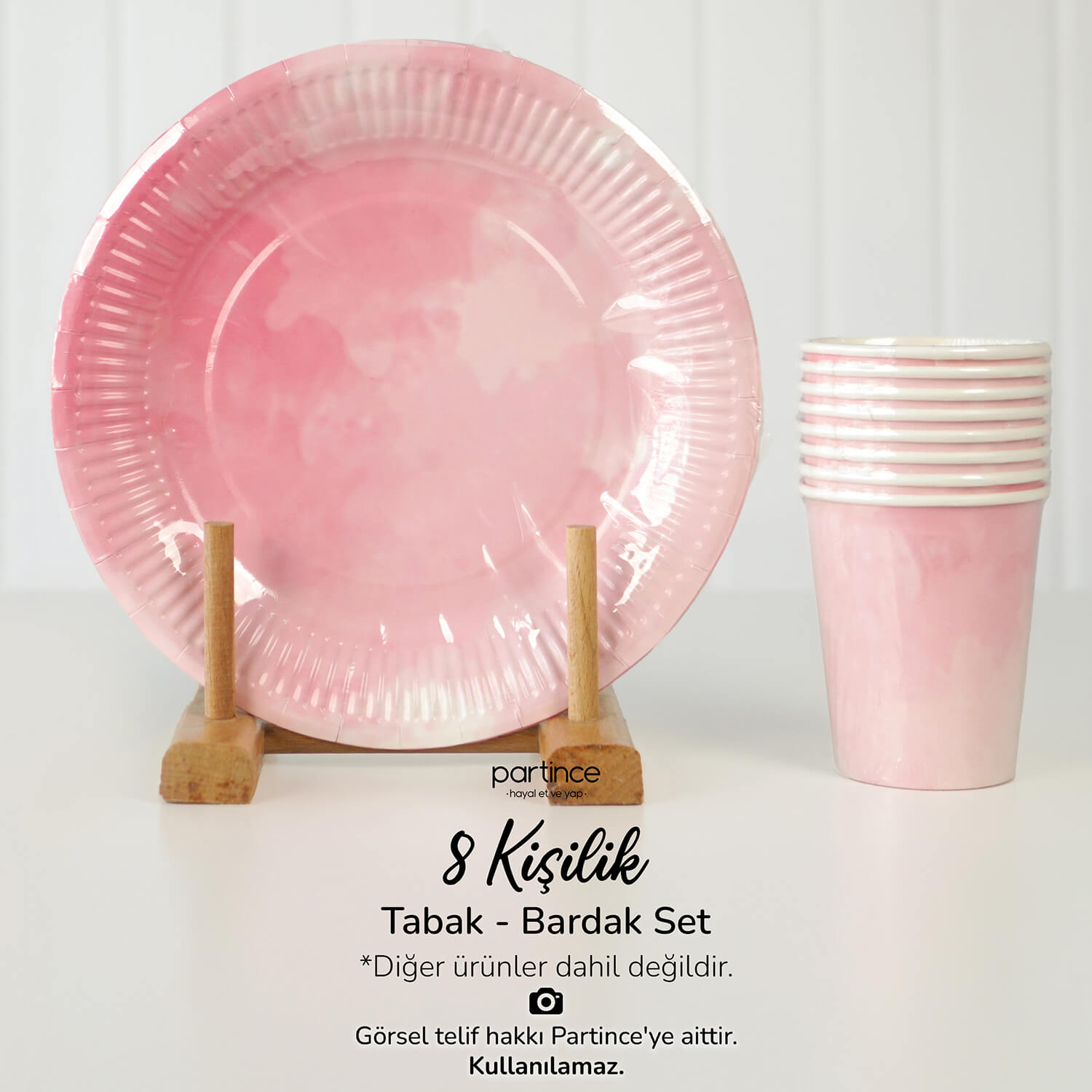 makaron-pembe-ombre-suluboya-bride-kiz-tema-sofra-urunu-tabak-bardak Makaron Pastel Pembe Tabak Bardak Set 8'li - Görsel 1