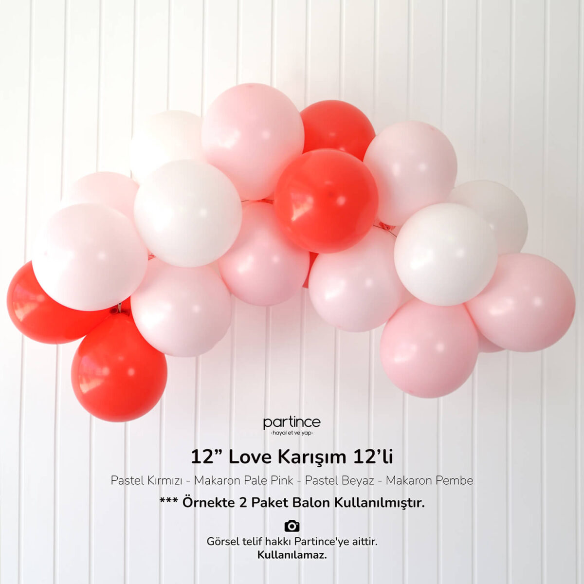 12" Standart Boy Balon Love Karışım 12'li - Görsel 2
