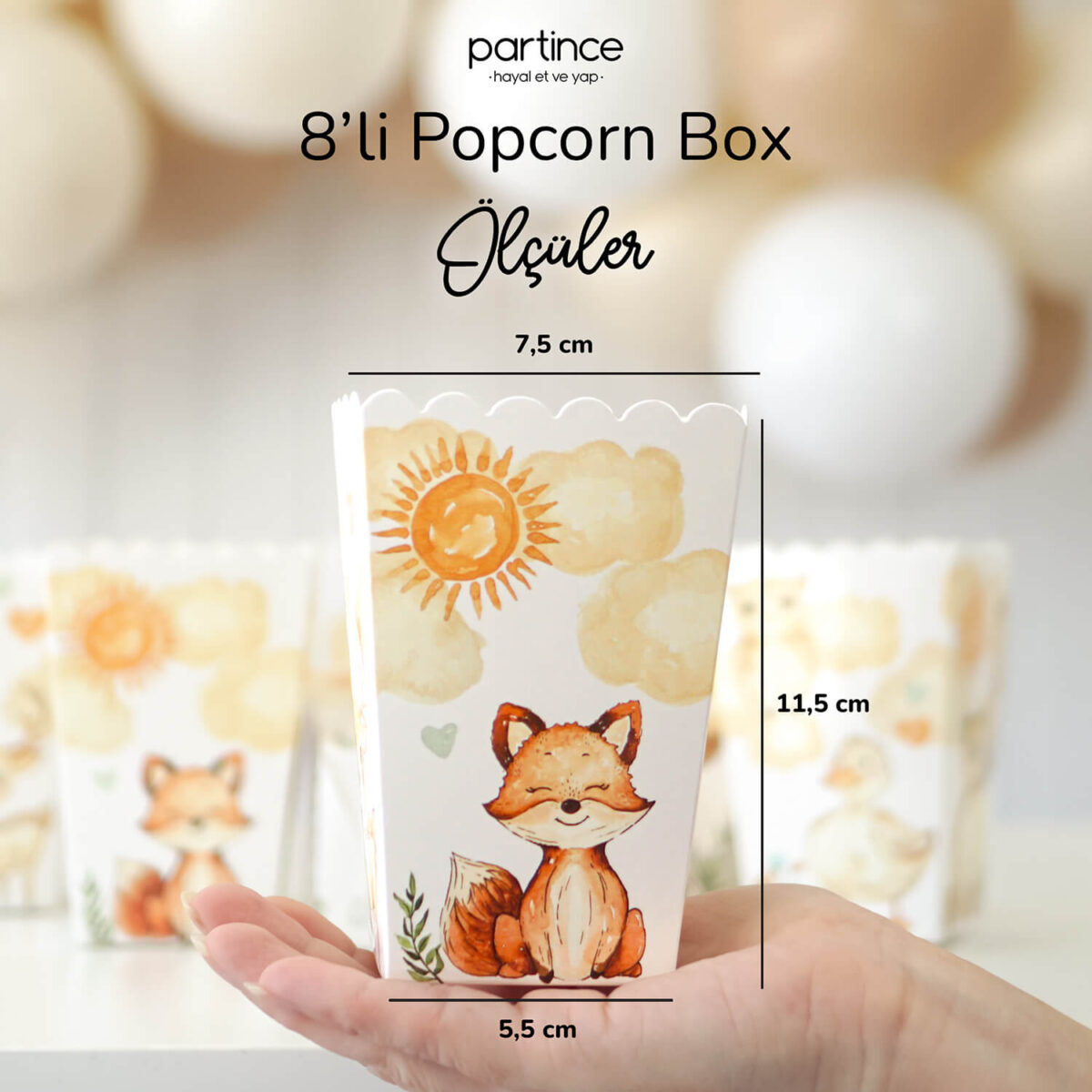 Orman Hayvanları Popcorn Mısır Kutusu 8'li - Görsel 4