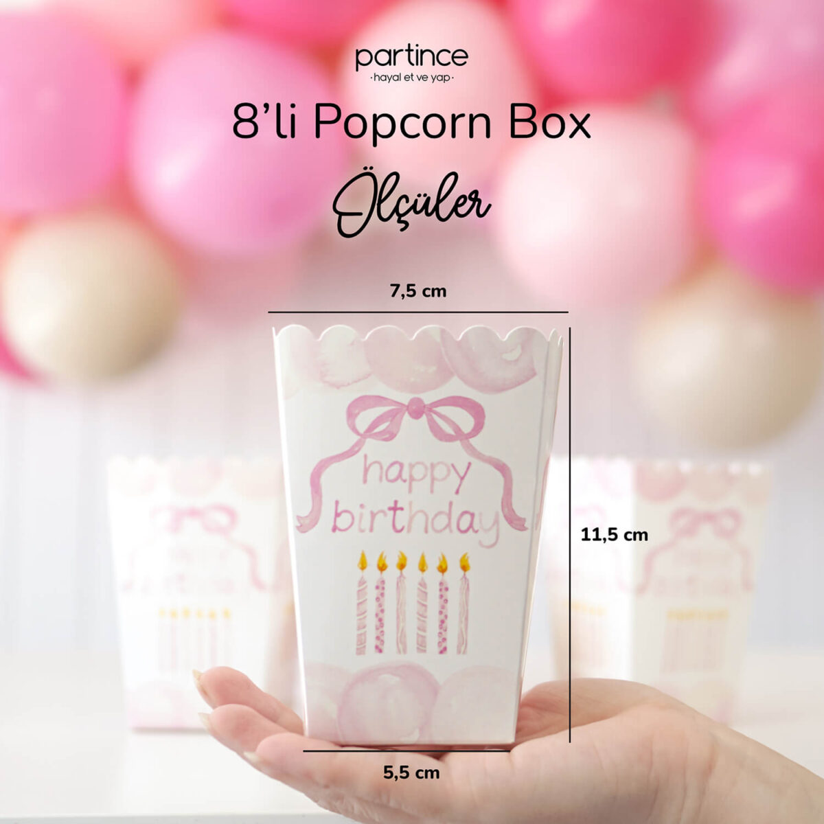 Happy Birthday Fiyonk Mum Popcorn Mısır Kutusu 8'li - Görsel 3