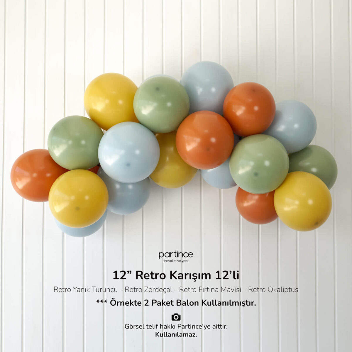12" Standart Boy Balon Retro Karışım 12'li - Görsel 3