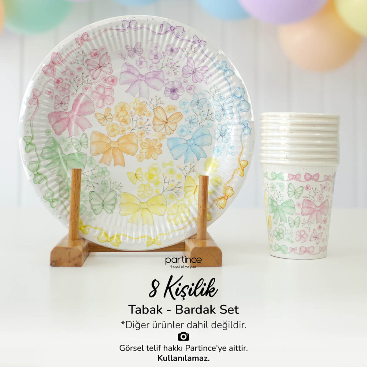 Fiyonk Tema Tabak Bardak Set 8'li