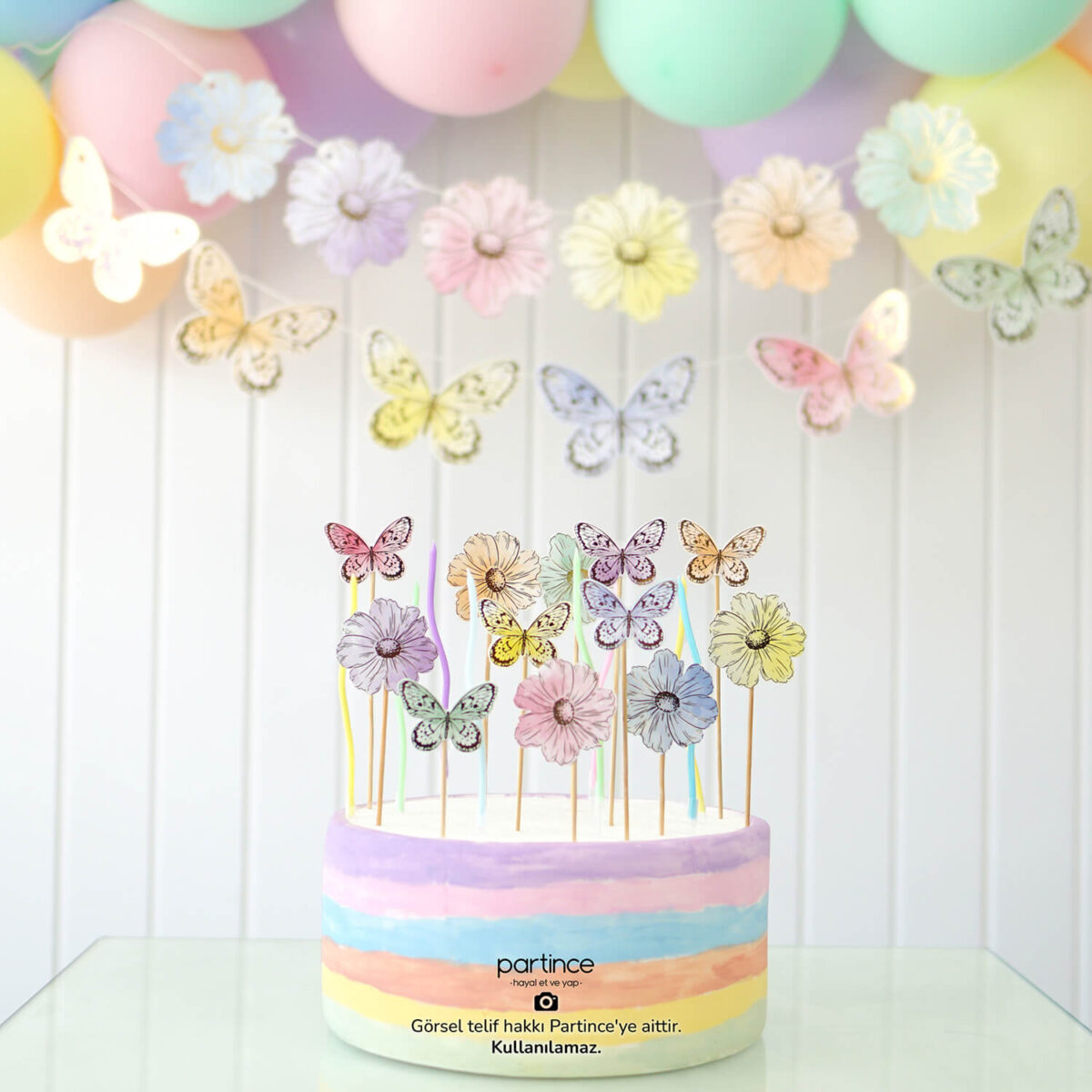 Kelebek Çiçek Konsept Doğum Günü Dekor Seti - Görsel 4