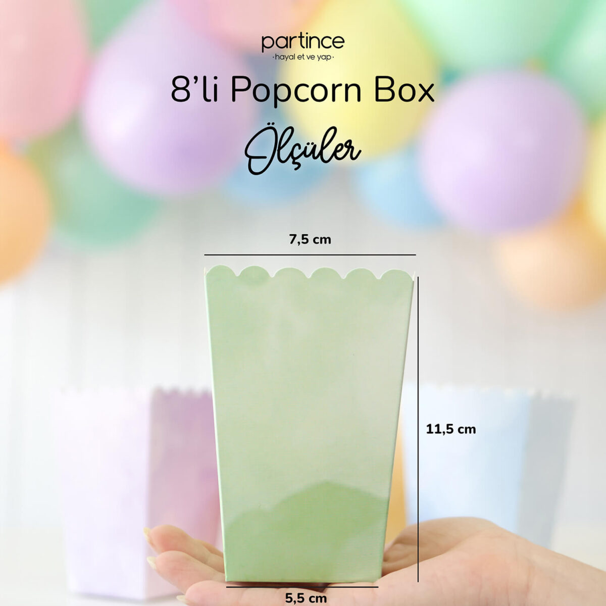Makaron Pastel Karışık Popcorn Mısır Kutusu 6'lı - Görsel 3