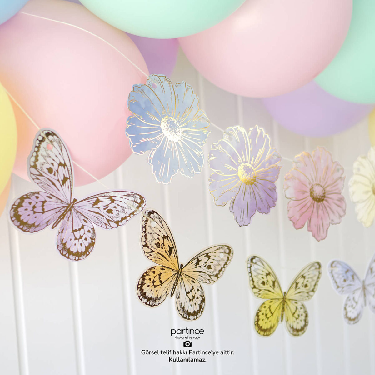 Kelebek Çiçek Konsept Doğum Günü Dekor Seti - Görsel 3