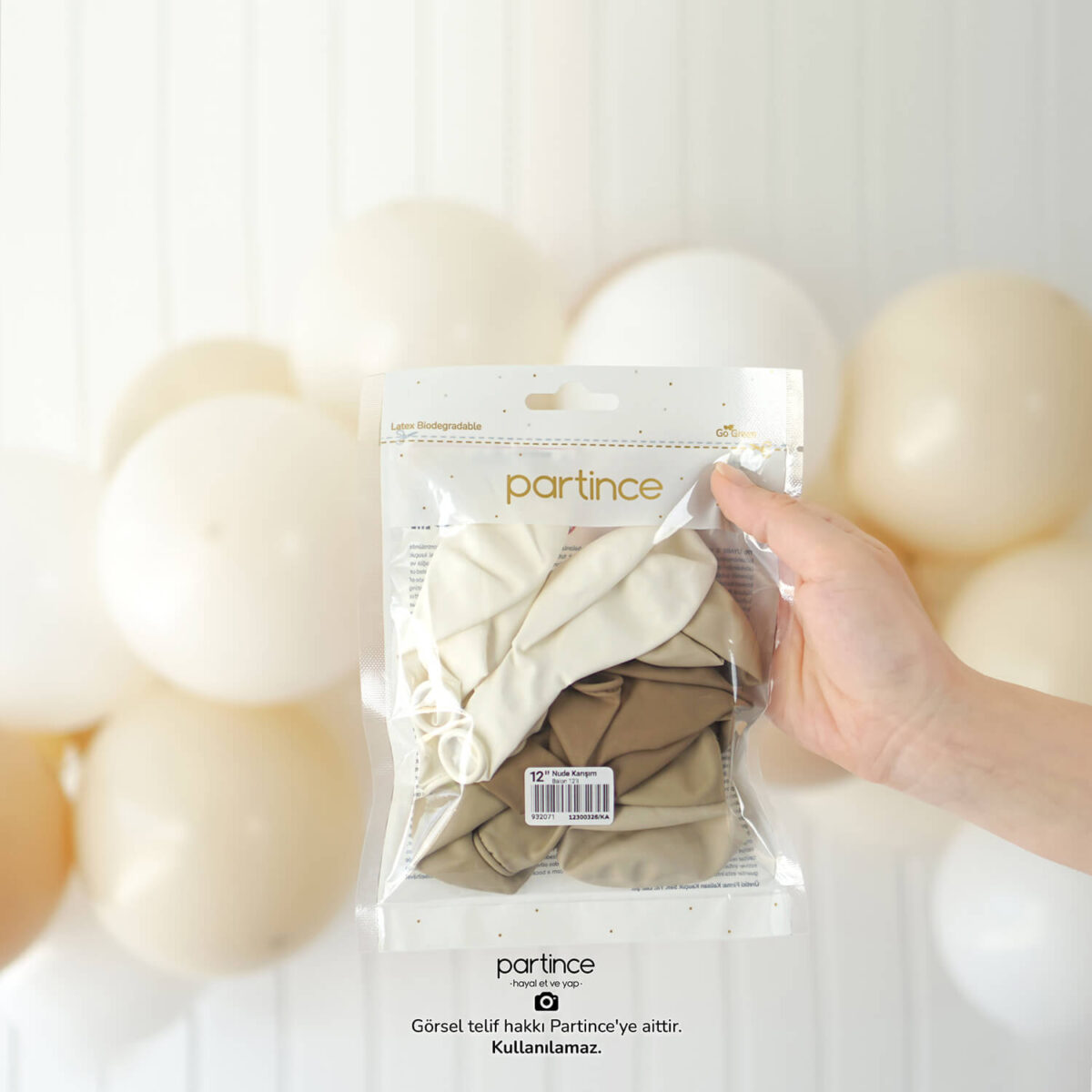 12" Standart Boy Balon Nude Karışım 12'li