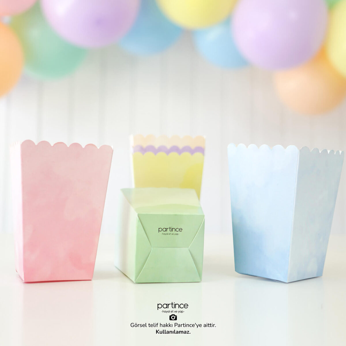 Makaron Pastel Karışık Popcorn Mısır Kutusu 6'lı