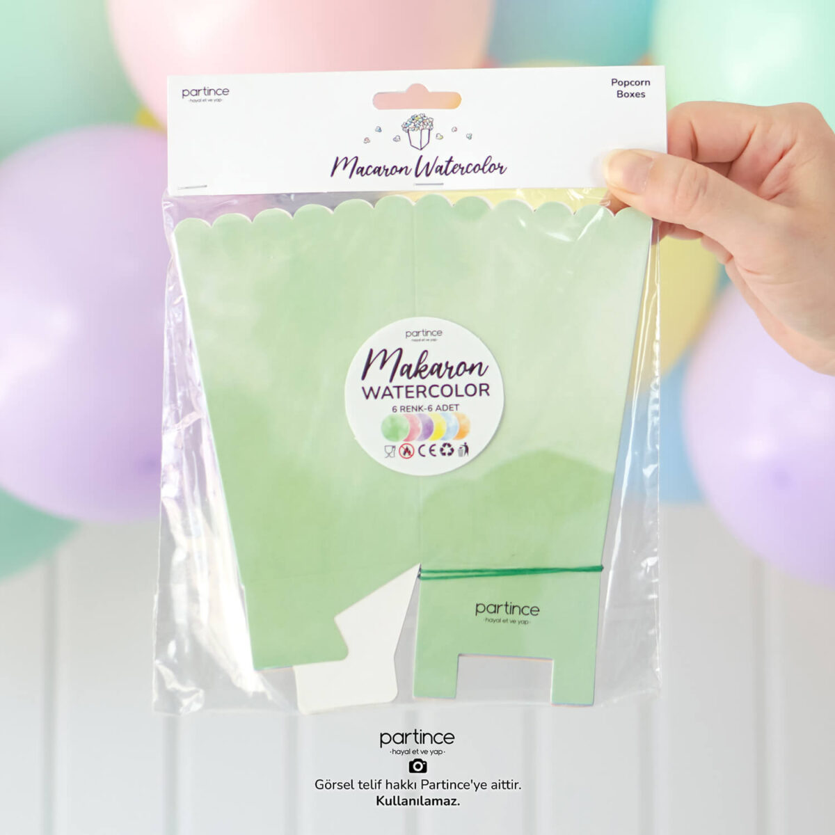 Makaron Pastel Karışık Popcorn Mısır Kutusu 6'lı - Görsel 4