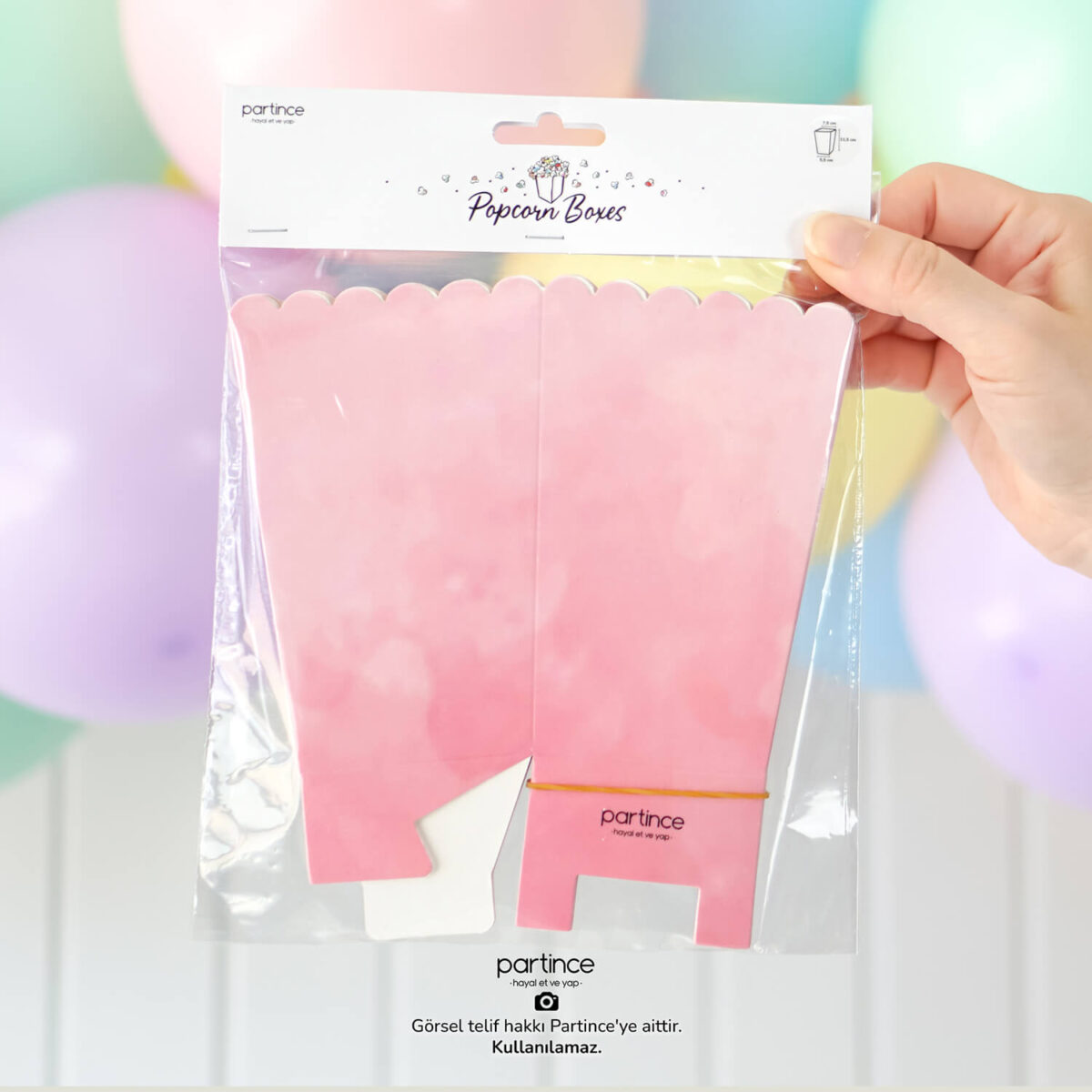 Makaron Pastel Pembe Popcorn Mısır Kutusu 8'li - Görsel 4