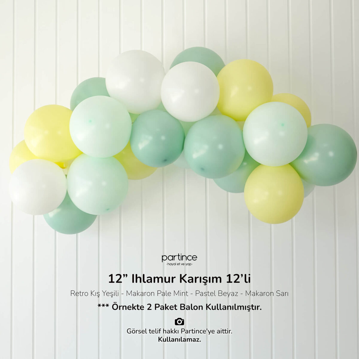 12" Standart Boy Balon Ihlamur Karışım 12'li - Görsel 3