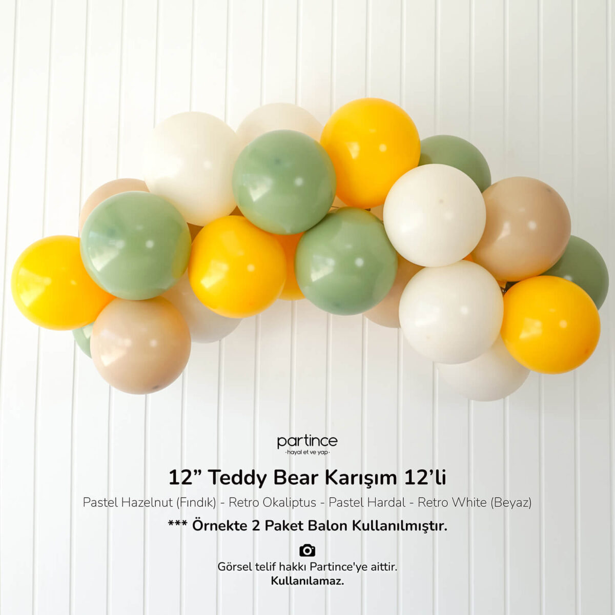 12" Standart Boy Balon Teddy Bear Karışım 12'li - Görsel 3