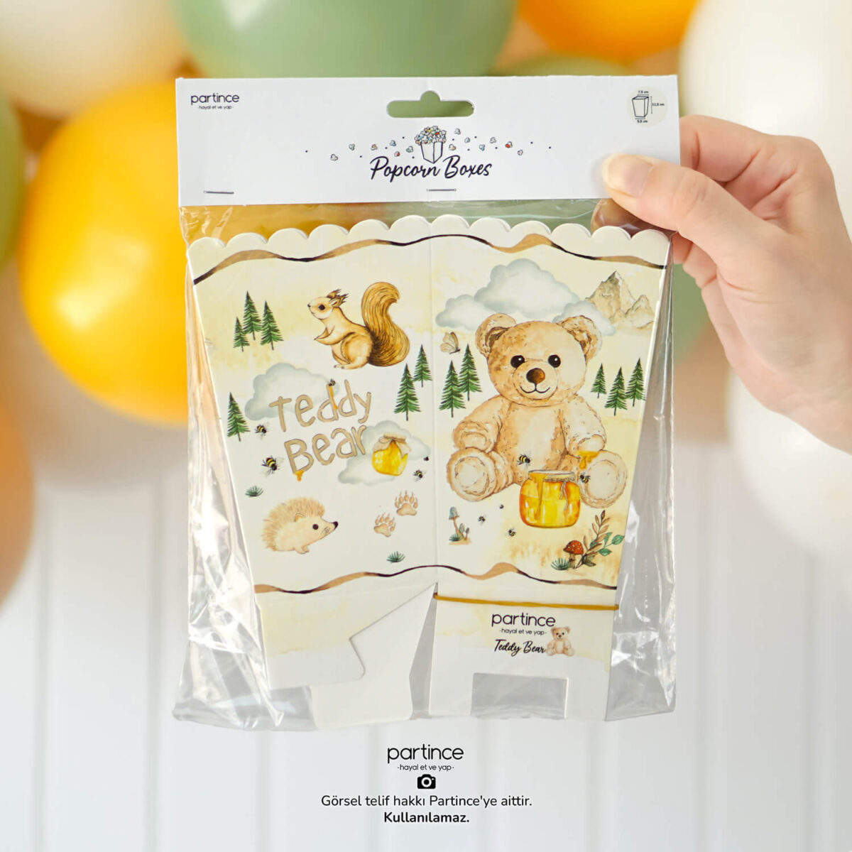 Teddy Bear Tema Popcorn Mısır Kutusu 8'li - Görsel 6