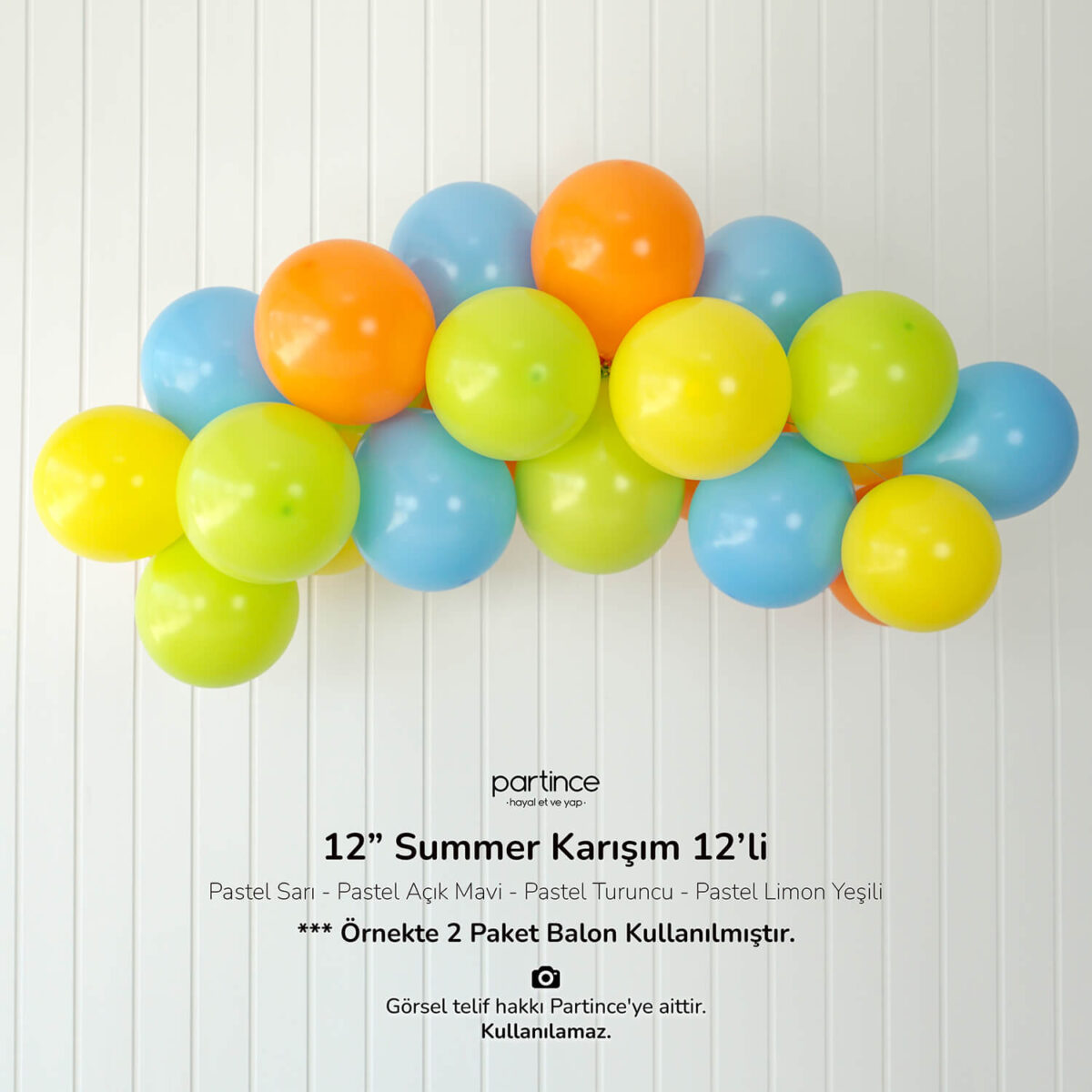 12" Standart Boy Balon Summer Karışım 12'li - Görsel 3