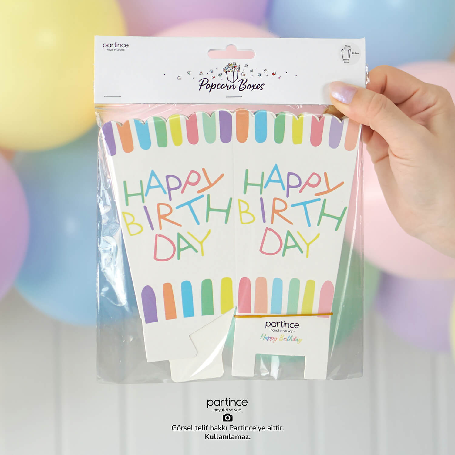 Makaron Happy Birthday Popcorn Mısır Kutusu 8'li - Görsel 4