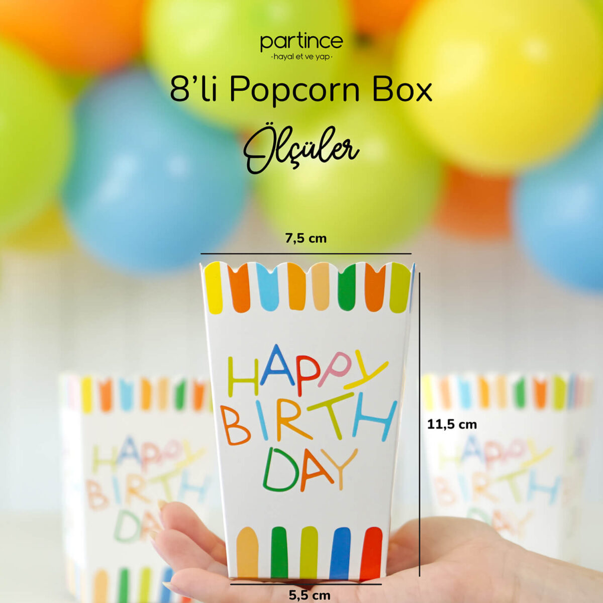 Summer Happy Birthday Popcorn Mısır Kutusu 8'li - Görsel 3